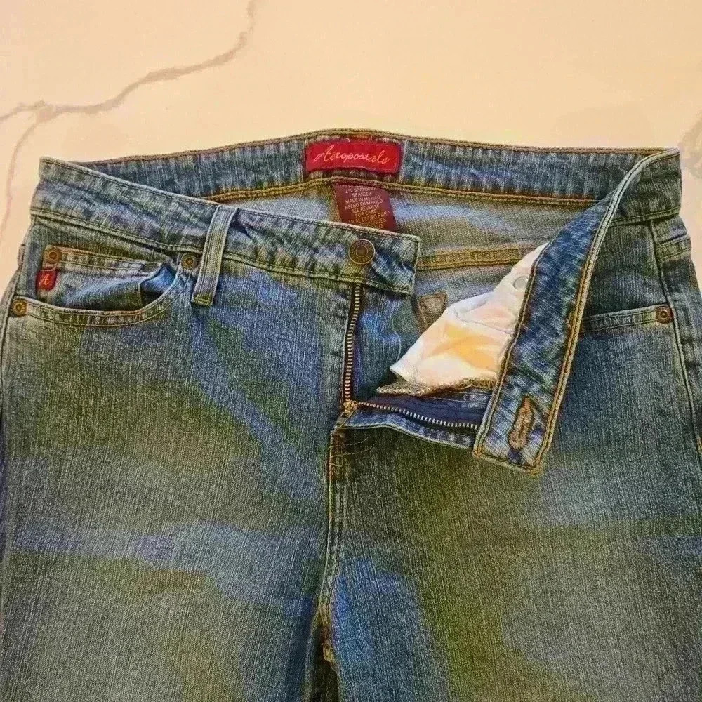 Aeropostale Y2K Flare Womens Faded Blue Wash Jeans Size 13 - Picture 4 of 11